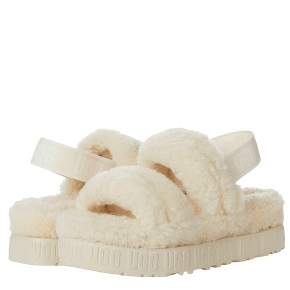 UGG Fluffy Cream Slides - Picture 1 of 11